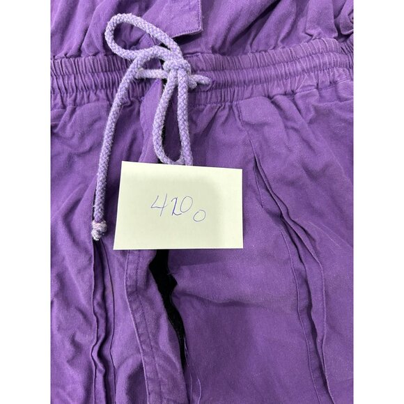 Regina Porter Purple Cotton Romper Drawstring Waist Pockets Sz XS - Picture 9 of 10